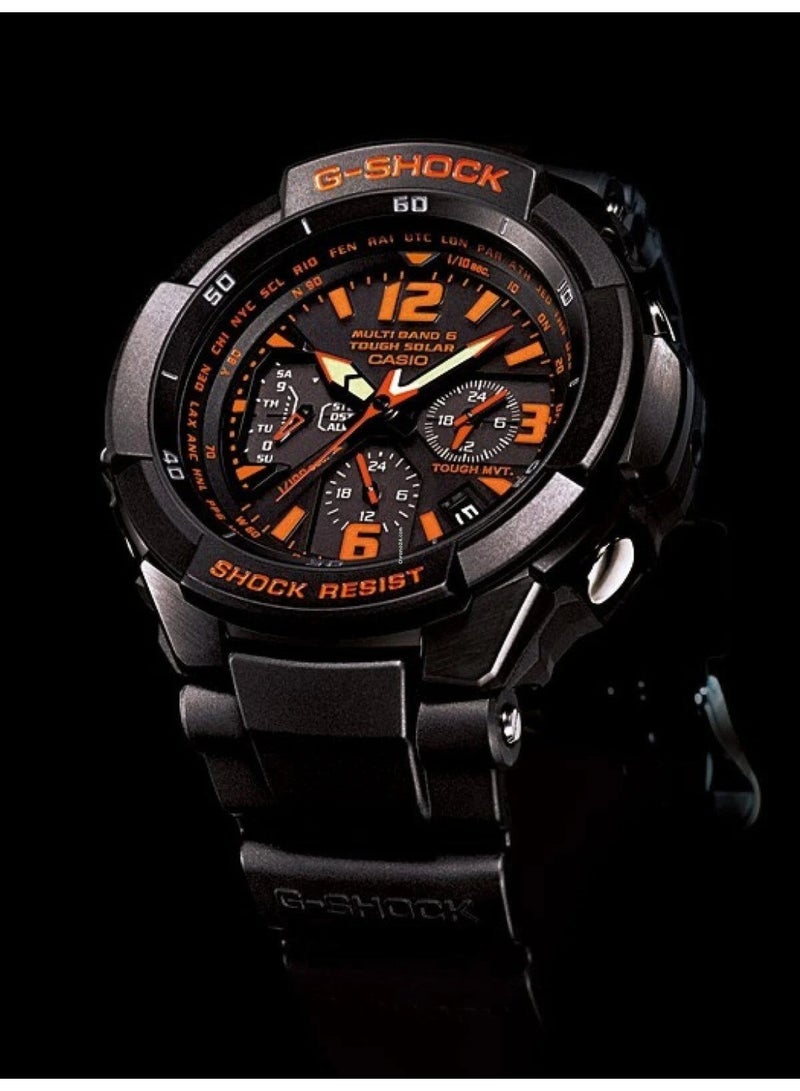 G-SHOCK Gravitymaster Solar Radio Controlled Aviator Analog Men’s Watch GW‑3000B‑1A, 49.8 mm Black & Orange Dial, Resin Band, 200 m WR - Image 3